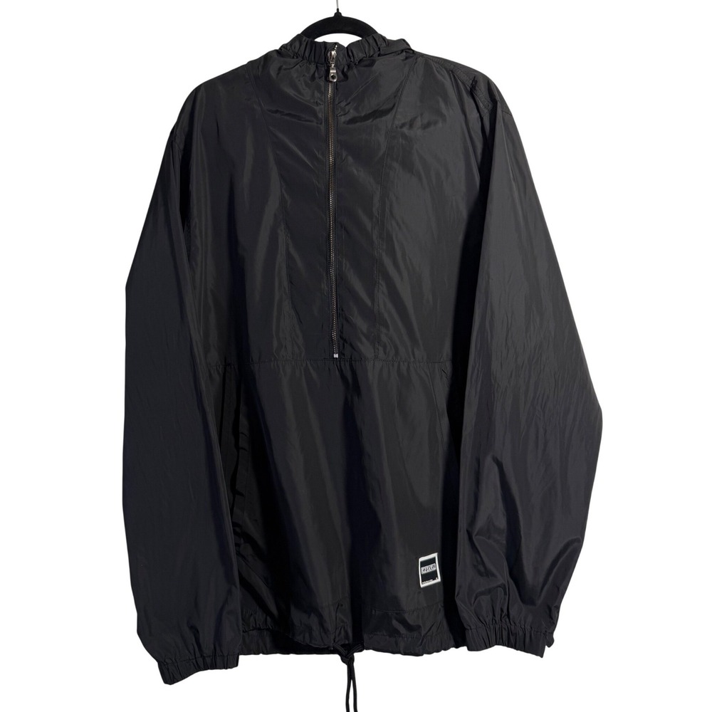Ezekiel Windbreaker Anorak Mens XL Black Half Zip Hooded Lightweight Jacket